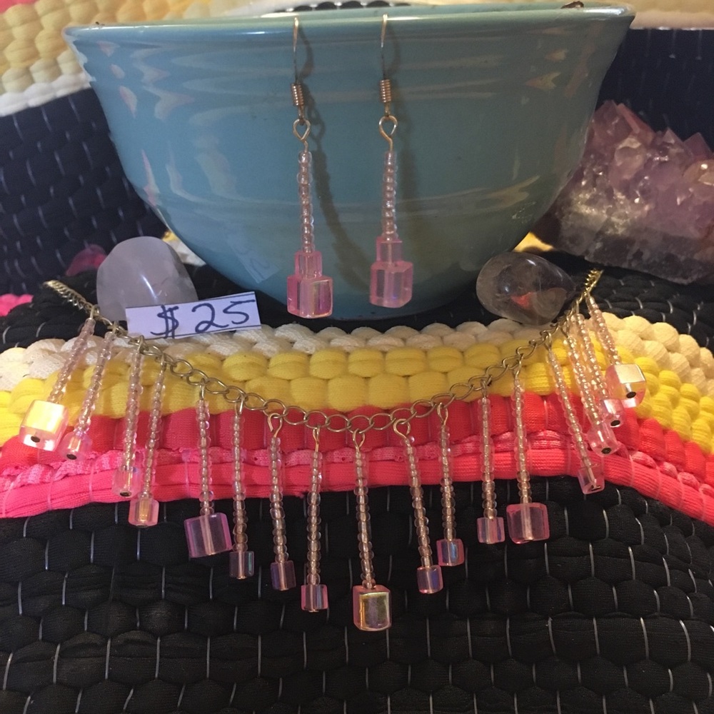 Handmade necklace and earrings set